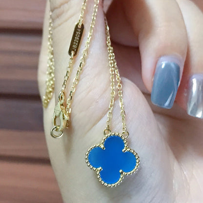 [GALE]CLOVER 15MM BLUE AGATE NECKLACE