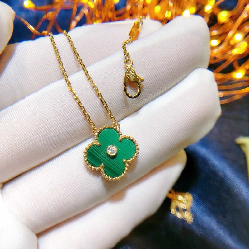 [GALE]CLOVER 15MM DIAMOND TURQUOISE NECKLACE