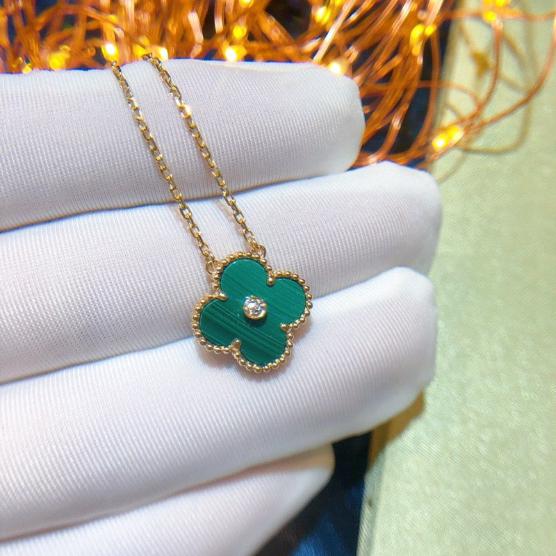 [GALE]CLOVER 15MM DIAMOND TURQUOISE NECKLACE