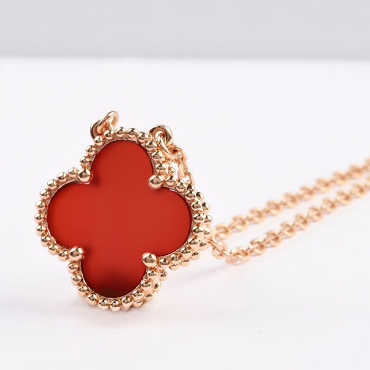 [GALE]CLOVER 15MM CARNELIAN SINGLE FLOWER NECKLACE