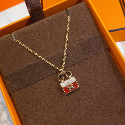 [GALE]CONSTANCE RED PEDANT PINK GOLD NECKLACE