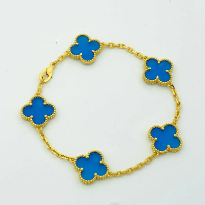 [GALE]CLOVER 5 MOTIFS BLUE AGATE BRACELET