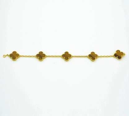 [GALE]CLOVER  5 MOTIFS TIGER EYE BRACELET