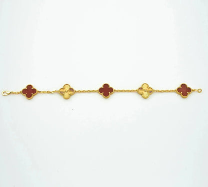 [GALE]CLOVER  5 MOTIFS CARNELIAN GOLD BRACELET