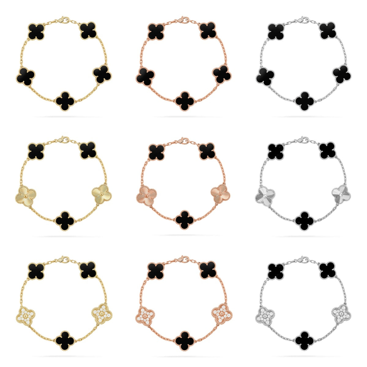 [GALE] CLOVER 5 MOTIF ONYXS BRACELET COLLECTION