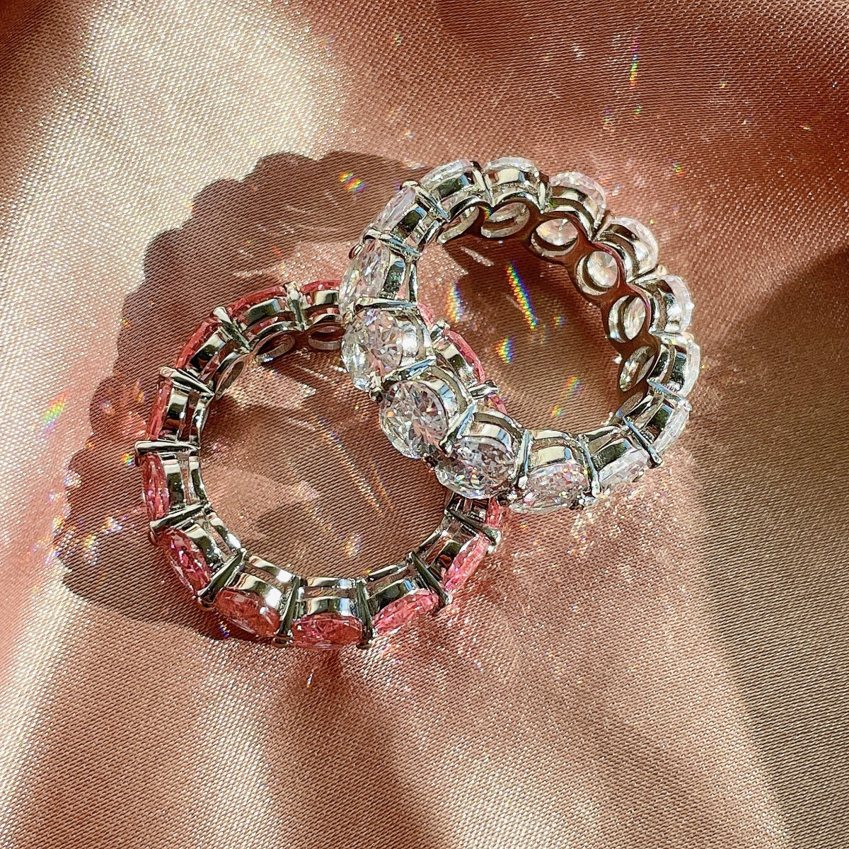 [GALE]Dainty Elongated Cushion Cut Tennis Ring