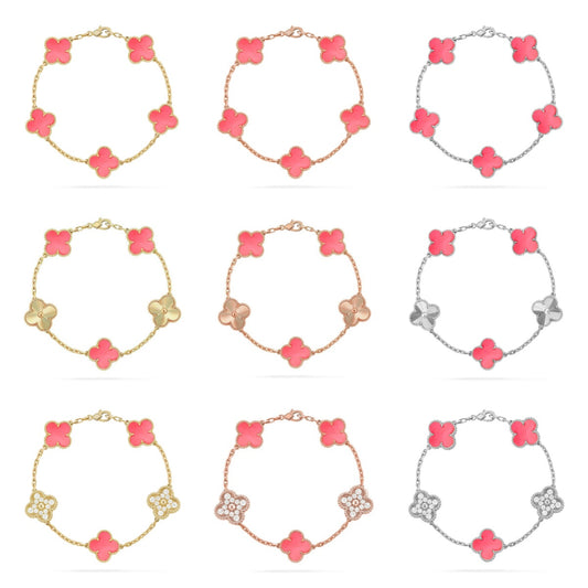 [GALE] CLOVER 5 MOTIFS  PINK MOP BRACELET COLLECTION