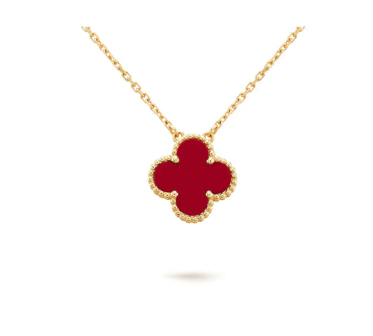 [GALE]CLOVER 15MM CARNELIAN SINGLE FLOWER NECKLACE