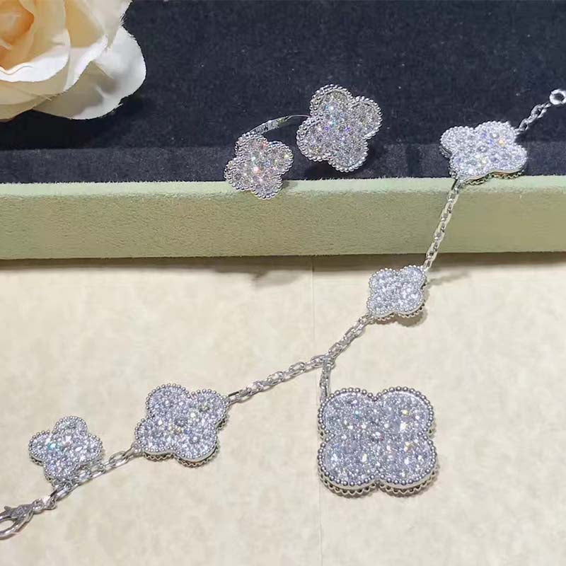 [GALE]CLOVER 6 MOTIFS SILVER DIAMOND BRACELET