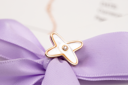 [GALE]JEUX DE WHITE MOP PINK GOLD DIAMOND EARRINGS