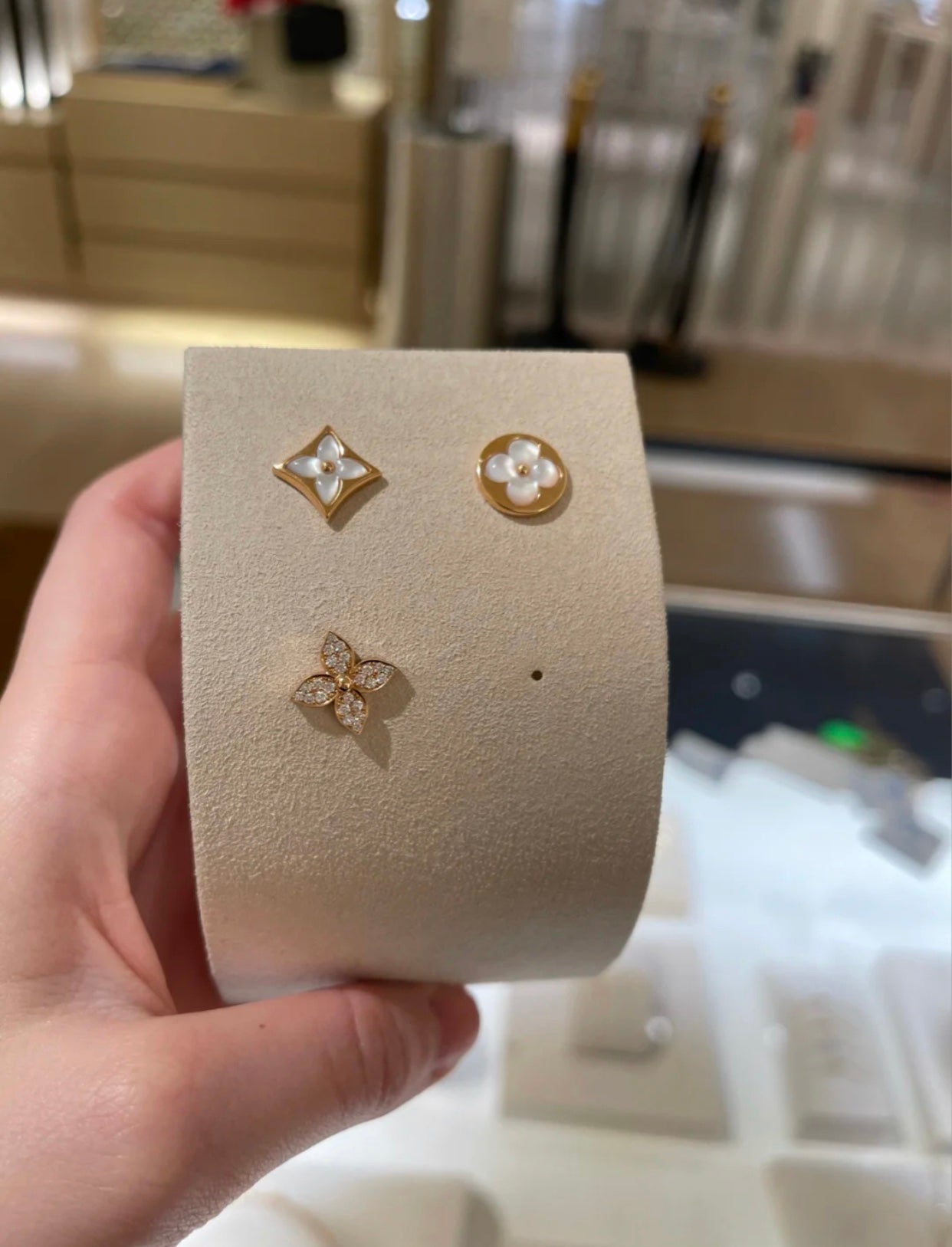 [GALE]STAR BLOSSOM STUD EARRINGS PINK GOLD DIAMONDS