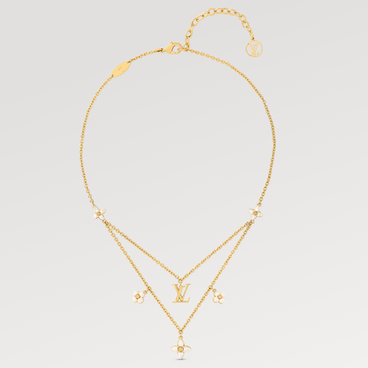 [GALE]FLOWERGRAM GOLD MOP DOUBLE ROW NECKLACE