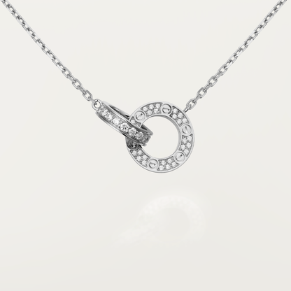 [GALE]LOVE 7.6MM NECKLACE ROSE GOLD AND SILVER  FULL DIAMOND