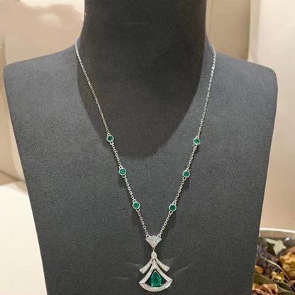 [GALE]DREAM NECKLACE MALACHITE DIAMOND SILVER