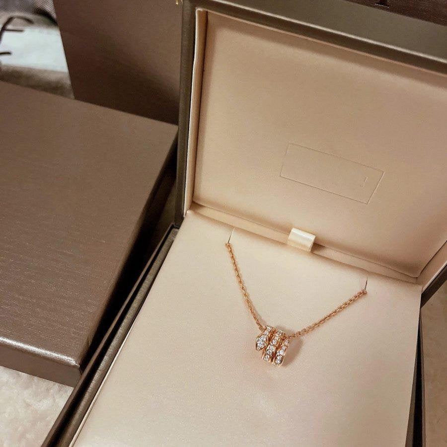 [GALE]SERPENTI PINK GOLD NECKLACE DOUBLE RING DIAMOND