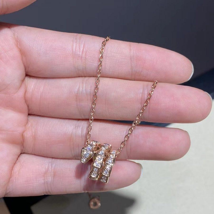 [GALE]SERPENTI PINK GOLD NECKLACE DOUBLE RING DIAMOND