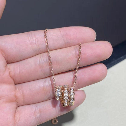 [GALE]SERPENTI PINK GOLD NECKLACE DOUBLE RING DIAMOND