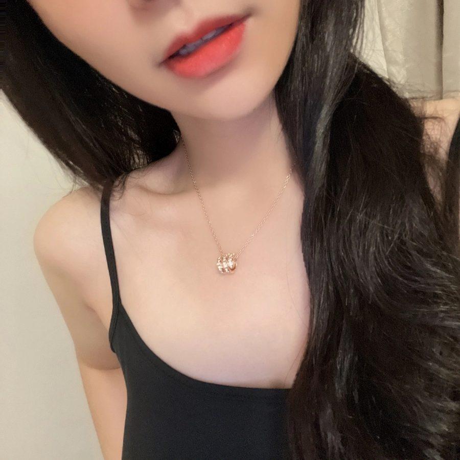 [GALE]SERPENTI PINK GOLD NECKLACE DOUBLE RING DIAMOND