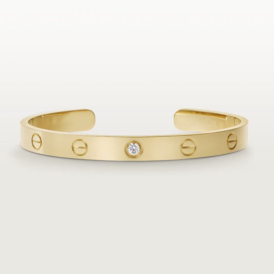 [GALE]LOVE BRACELET 6.1MM 1 DIAMOND OPEN CUFF
