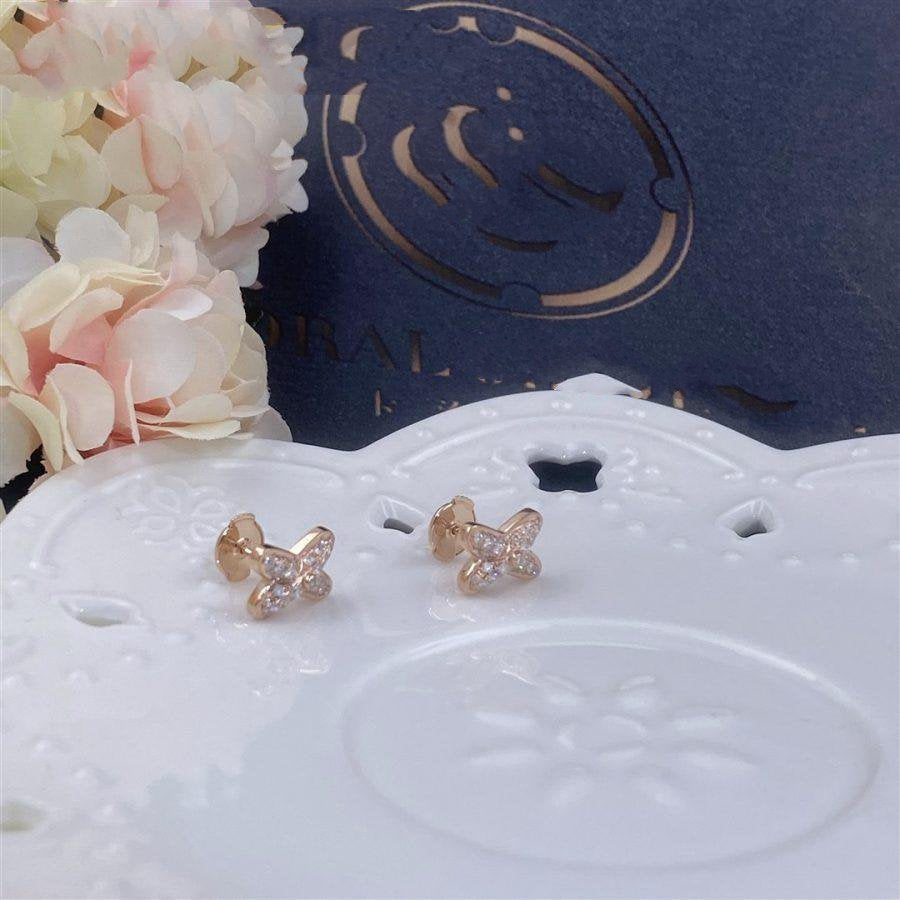 [GALE]JEUX DE PINK GOLD DIAMOND EARRINGS