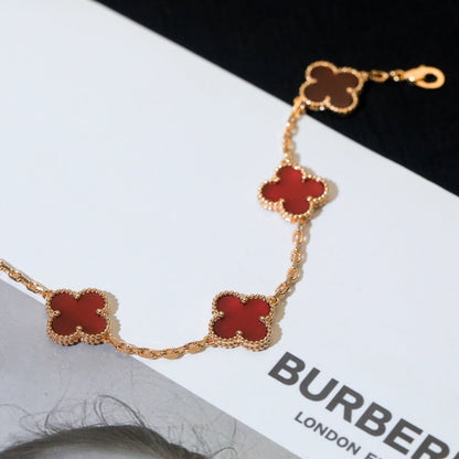 [GALE]CLOVER 5 MOTIFS RED AGATE  BRACELET