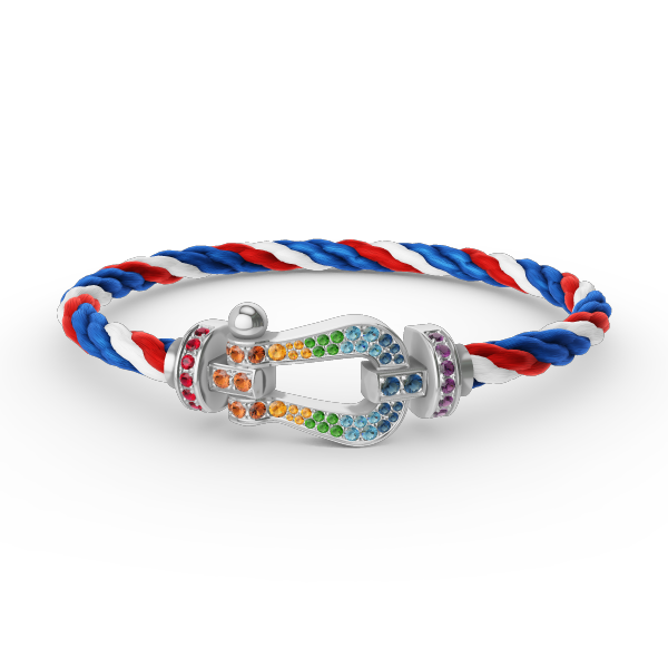 [GALE]FORC LARGE HORSESHOE  COLORED DIAMOND BRACELET SILVER