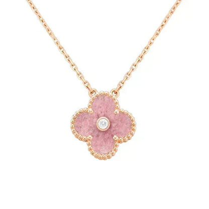 [GALE]CLOVER 15MM DIAMOND RHODONITE NECKLACE