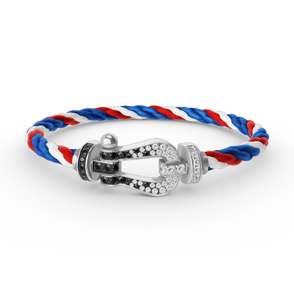 [GALE]FORCE LARGE HORSESHOE BLACK WHITE DIAMOND BRACELET SILVER