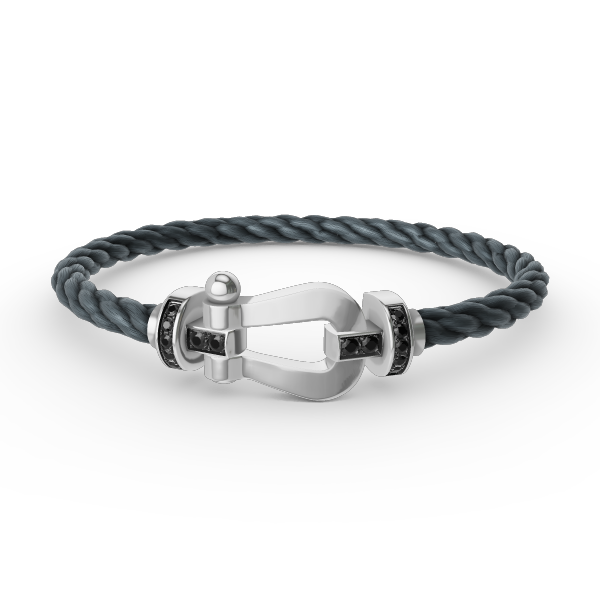 [GALE]FORCE LARGE HORSESHOE BLACK DIAMOND BRACELET SILVER