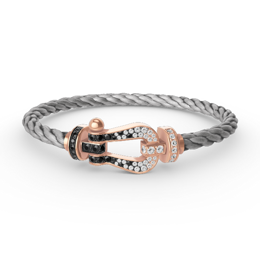 [GALE]FORCE LARGE HORSESHOE BLACK WHITE DIAMOND BRACELET ROSE GOLD