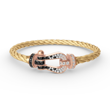 [GALE]FORCE LARGE HORSESHOE BLACK WHITE DIAMOND BRACELET ROSE GOLD