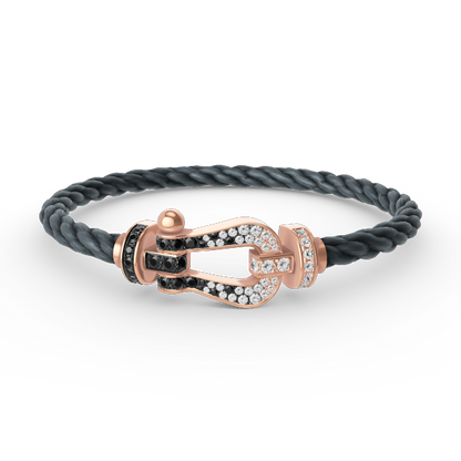 [GALE]FORCE LARGE HORSESHOE BLACK WHITE DIAMOND BRACELET ROSE GOLD