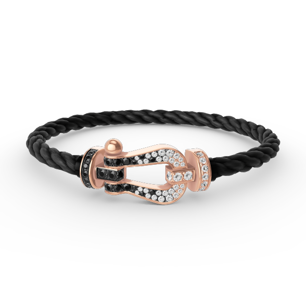 [GALE]FORCE LARGE HORSESHOE BLACK WHITE DIAMOND BRACELET ROSE GOLD
