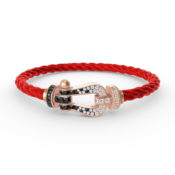 [GALE]FORCE LARGE HORSESHOE BLACK WHITE DIAMOND BRACELET ROSE GOLD