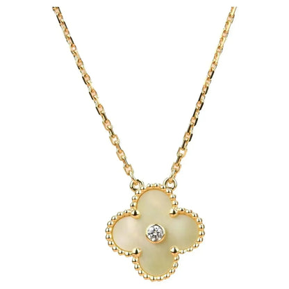 [GALE]CLOVER 15MM DIAMOND GOLD MOTHER OF PEARL NECKLACE