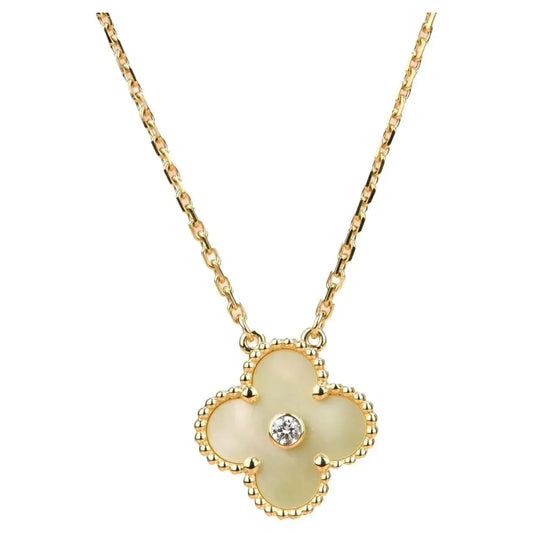 [GALE]CLOVER 15MM DIAMOND GOLD MOTHER OF PEARL NECKLACE