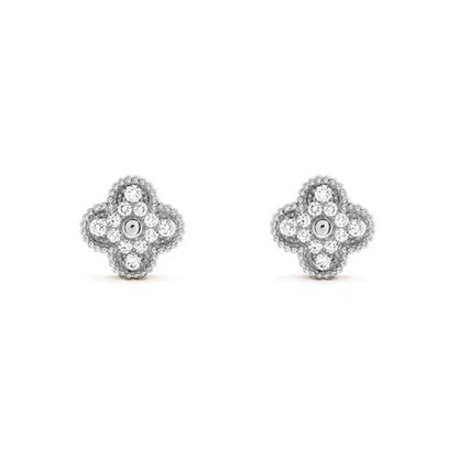 [GALE]CLOVER 1 MOTIFS DIAMOND STUD EARRINGS SILVER