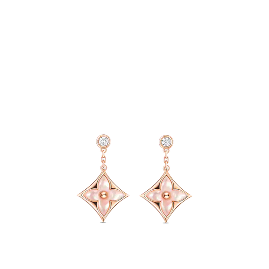[GALE]DOUBLE STAR PINK GOLD MOP DROP EARRINGS
