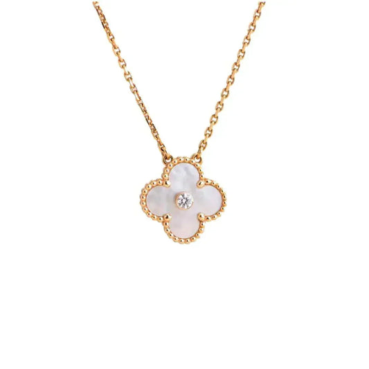 [GALE]CLOVER 15MM DIAMOND WHITE FRITILLARIA NECKLACE