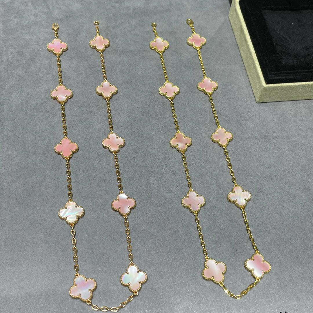 [GALE]CLOVER 10 MOTIFS PINK MOP NECKLACE