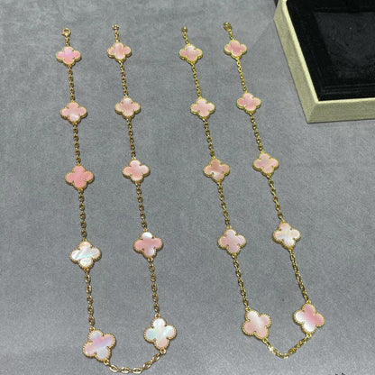 [GALE]CLOVER 10 MOTIFS PINK MOP NECKLACE