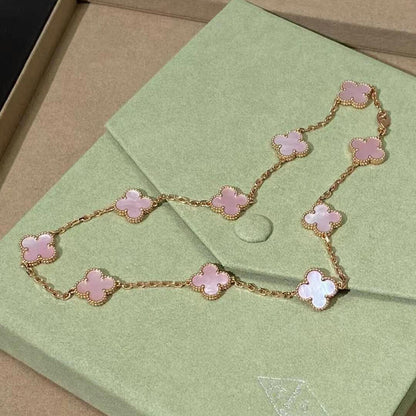 [GALE]CLOVER 10 MOTIFS PINK MOP NECKLACE