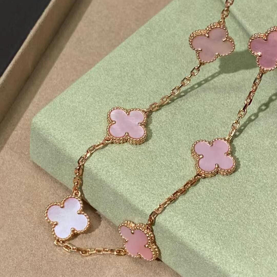 [GALE]CLOVER 10 MOTIFS PINK MOP NECKLACE