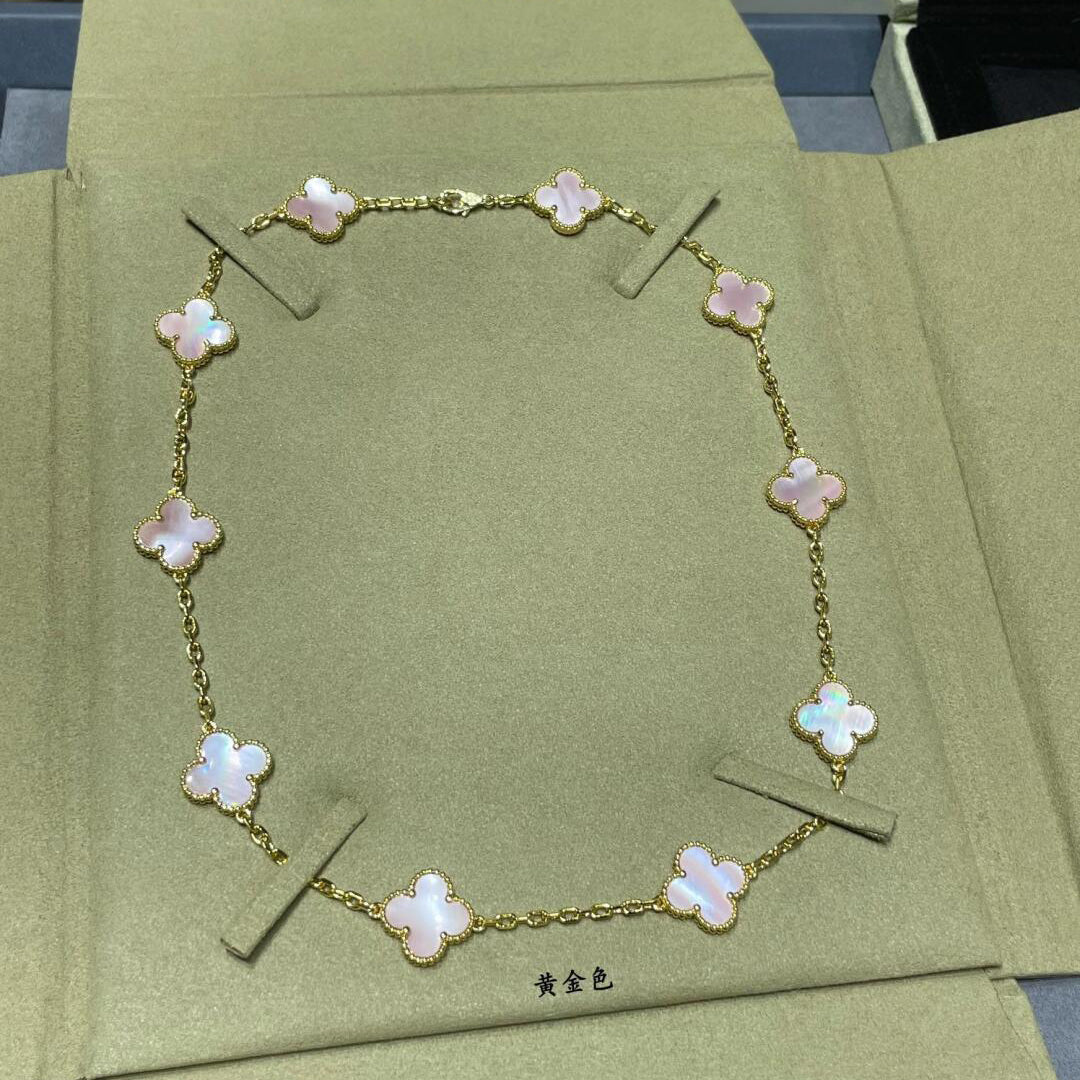 [GALE]CLOVER 10 MOTIFS PINK MOP NECKLACE