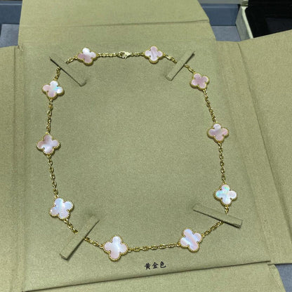 [GALE]CLOVER 10 MOTIFS PINK MOP NECKLACE