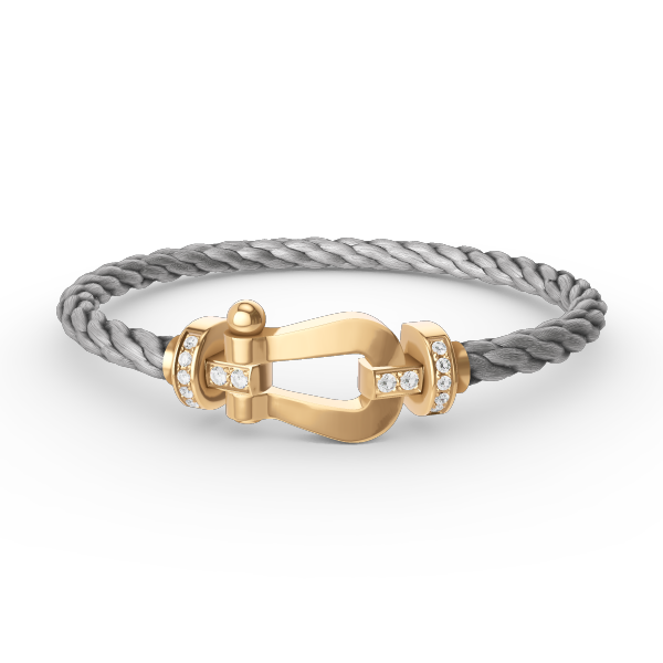 [GALE]FORCE LARGE HORSESHOE HALF DIAMOND BRACELET GOLD