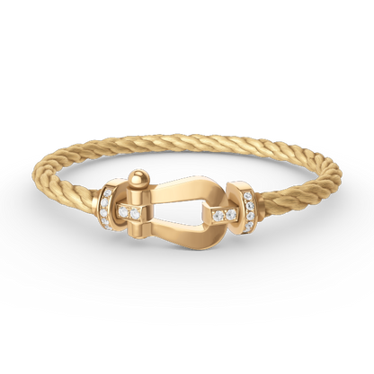 [GALE]FORCE LARGE HORSESHOE HALF DIAMOND BRACELET GOLD
