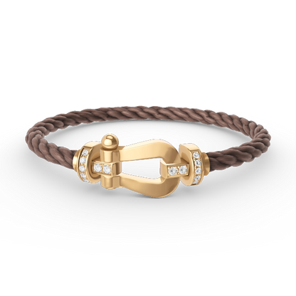 [GALE]FORCE LARGE HORSESHOE HALF DIAMOND BRACELET GOLD