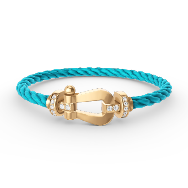 [GALE]FORCE LARGE HORSESHOE HALF DIAMOND BRACELET GOLD