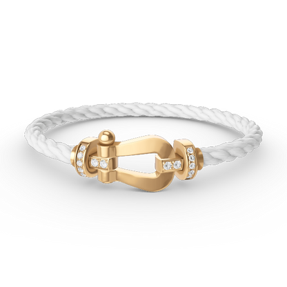 [GALE]FORCE LARGE HORSESHOE HALF DIAMOND BRACELET GOLD